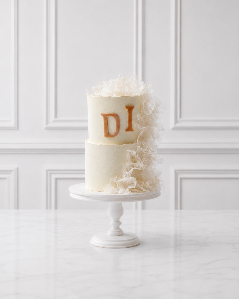 Tort etajat elegant cu inițiale personalizate